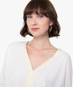 Tee-shirt femme avec col V fantaisie vue2 - GEMO(FEMME PAP) - GEMO
