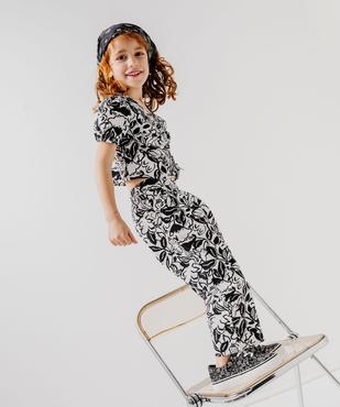 Pantalon imprimé en toile de coton fille vue6 - GEMO (ENFANT) - GEMO