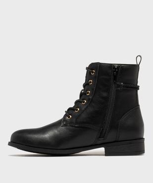 Boots femme à talon plat avec cordelette tressée et nouée embouts dorés vue10 - GEMO (CASUAL) - GEMO