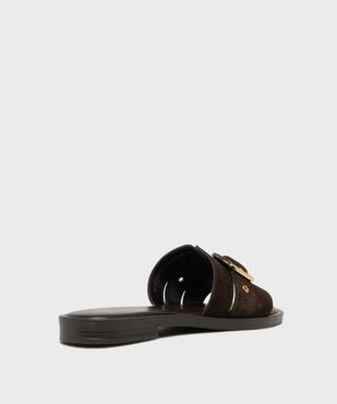 Mules en cuir suédé à bout ouvert femme - Tanéo vue4 - TANEO - GEMO
