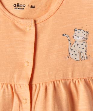 Combinaisons courtes en coton à motifs félins bébé fille (lot de 2) vue2 - GEMO 4G BEBE - GEMO