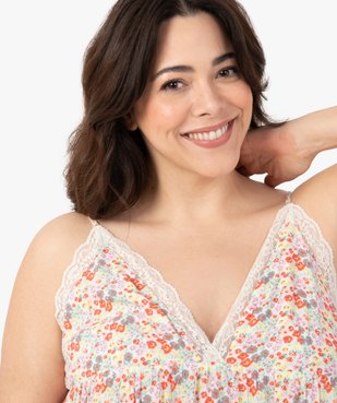 Nuisette femme grande taille à fines bretelles à motifs fleuris vue2 - GEMO(HOMWR FEM) - GEMO