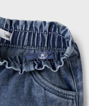 Jean délavé avec ceinture élastique bébé fille vue2 - GEMO(BEBE DEBT) - GEMO