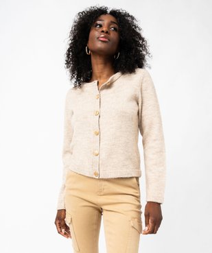 Gilet à col rond avec boutons fantaisie femme vue1 - GEMO(FEMME PAP) - GEMO