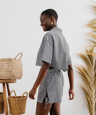 Short vichy en seersucker à taille élastiquée femme vue7 - GEMO(FEMME PAP) - GEMO