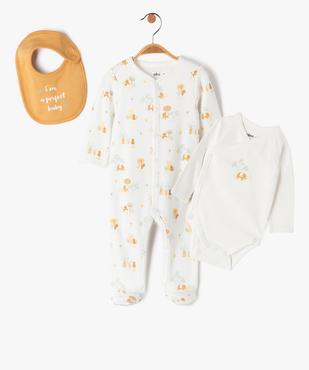 Ensemble de naissance 3 pièces pyjama + body + bavoir vue2 - GEMO 4G BEBE - GEMO