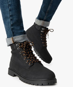 Boots homme à semelle crantée et lacets - Les Supaires à lacets bicolores vue1 - GEMO (CASUAL) - GEMO