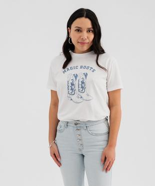 Tee-shirt manches courtes avec motif désert femme vue1 - GEMO 4G FEMME - GEMO