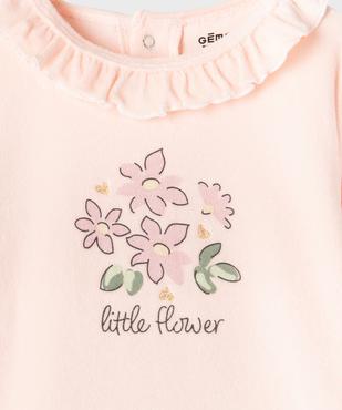 Pyjama en velours 2 pièces motif fleuri bébé vue2 - GEMO 4G BEBE - GEMO