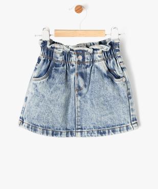 Jupe en jean délavé avec ceinture froncée bébé fille vue1 - GEMO(BEBE DEBT) - GEMO