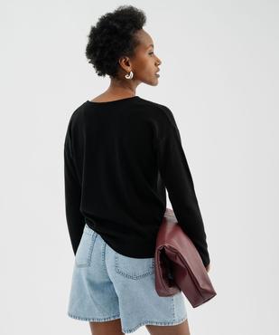 Pull en maille fine à effet plastron femme  vue3 - GEMO(FEMME PAP) - GEMO