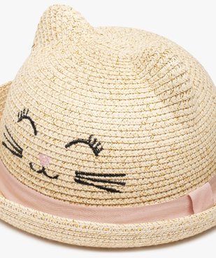 Chapeau bébé fille en paille avec oreilles de chat vue2 - GEMO(BEBE DEBT) - GEMO