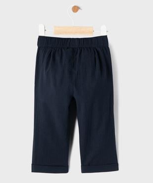 Pantalon droit à revers en coton gaufré bébé garçon - LuluCastagnette vue4 - LULUCASTAGNETTE - GEMO