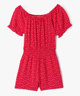 Combishort à motifs fleuris avec détails froncés fille vue1 - GEMO 4G FILLE - GEMO