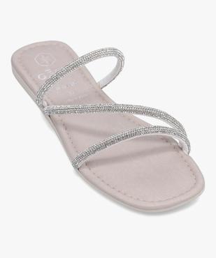 Mules femme à talon plat unies à brides strass vue5 - GEMO (CASUAL) - GEMO