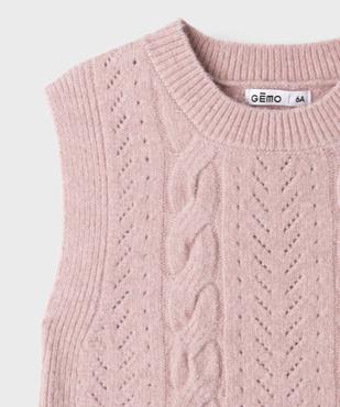 Pull sans manches en maille torsadée fille vue2 - GEMO (ENFANT) - GEMO