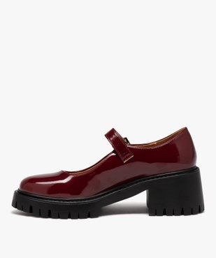 Derbies femme vernies à talon large style babies à semelle crantée vue3 - SANS MARQUE - GEMO