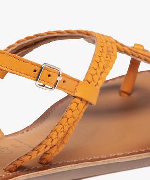Sandales femme à talon plat et brides tressées en cuir vue6 - GEMO (CASUAL) - GEMO