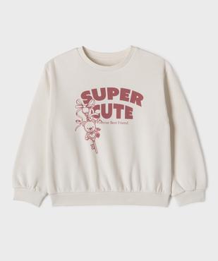 Sweat en molleton doux imprimé fille vue1 - GEMO 4G FILLE - GEMO