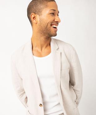 Veste de costume homme en lin mélangé vue2 - GEMO 4G HOMME - GEMO