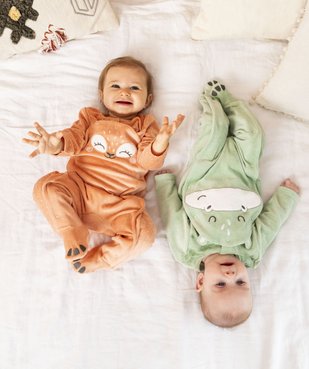 Pyjama en velours avec motif animal bébé fille vue2 - GEMO(BB COUCHE) - GEMO