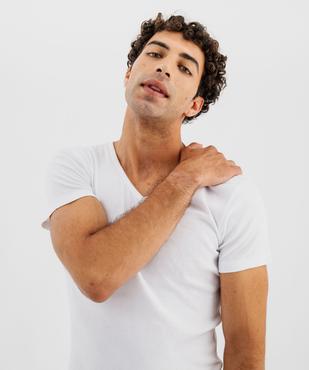 Tee-shirt homme à manches courtes et col V en coton biologique (lot de 2) vue8 - GEMO 4G HOMME - GEMO