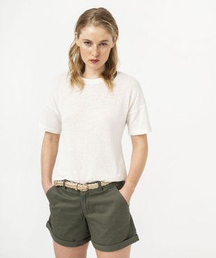Tee-shirt à manches courtes en maille de coton femme vue2 - GEMO(FEMME PAP) - GEMO