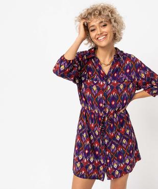 Robe femme à manches 3/4 à motifs  vue2 - GEMO(FEMME PAP) - GEMO