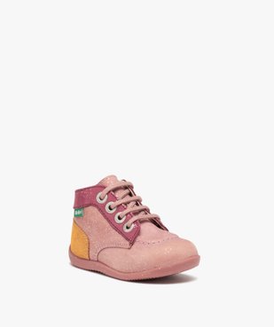 Bottillons premiers pas bébé fille en cuir Kickers vue2 - KICKERS - GEMO