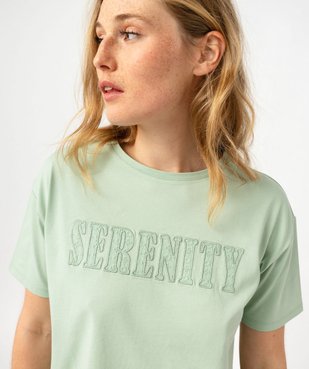 Tee-shirt à manches courte avec message brodé femme vue2 - GEMO(FEMME PAP) - GEMO