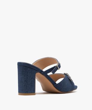 Mules à talon haut et boucles à strass en jean femme vue4 - FOLLOW ME - GEMO