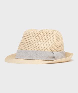 Chapeau en paille de papier avec bande en tissu homme vue1 - GEMO (ACCESS) - GEMO