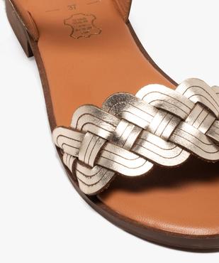 Sandales femme en cuir effet métallisé à large bride zig zag - Taneo vue6 - TANEO - GEMO