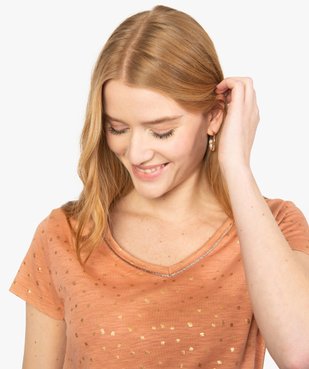 Tee-shirt femme à manches courtes avec motifs pailletés vue2 - GEMO(FEMME PAP) - GEMO
