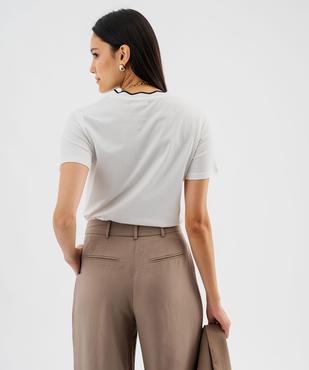 Tee-shirt manches courtes à col fantaisie femme vue3 - GEMO(FEMME PAP) - GEMO
