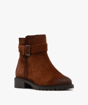 Boots zippées dessus cuir suédé à semelle crantée femme vue8 - GEMO (CASUAL) - GEMO