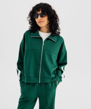 Sweat zippé à col chemise en maille sport extensible femme vue1 - GEMO(FEMME PAP) - GEMO