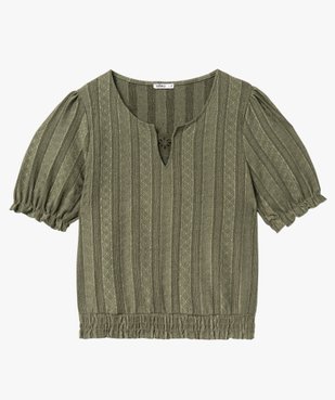 Tee-shirt manches courtes blousant à col fantaisie femme vue4 - GEMO(FEMME PAP) - GEMO