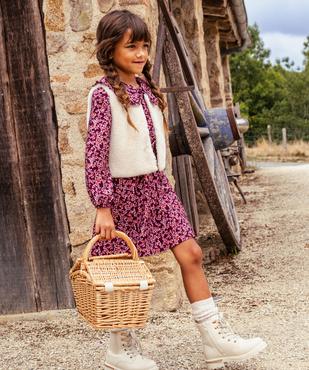 Robe à manches longues à motifs fleuris fille vue4 - GEMO 4G FILLE - GEMO