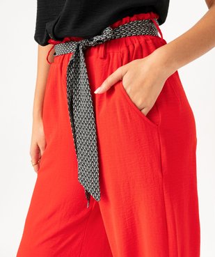 Pantalon large et fluide avec ceinture à motifs femme vue2 - GEMO(FEMME PAP) - GEMO