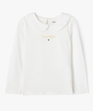 Tee-shirt à manches longues avec col Claudine fille vue2 - GEMO (ENFANT) - GEMO