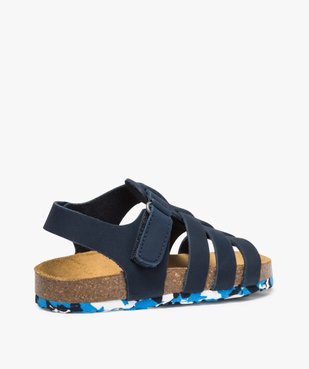 Sandales garçon unies en cuir avec bride à scratch vue4 - GEMO (ENFANT) - GEMO