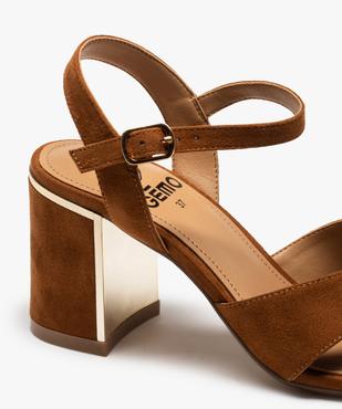 Sandales femme à talon en suédine avec détails métallisés vue6 - GEMO(URBAIN) - GEMO