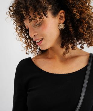 Body à manches longues en maille côtelée femme vue6 - GEMO 4G FEMME - GEMO