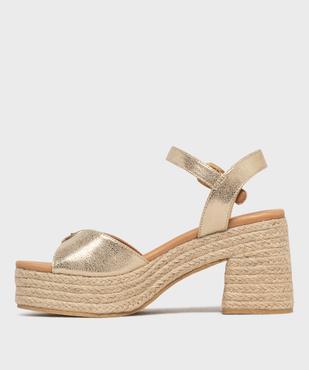 Sandales à talon et plateforme en corde femme vue3 - FOLLOW ME - GEMO