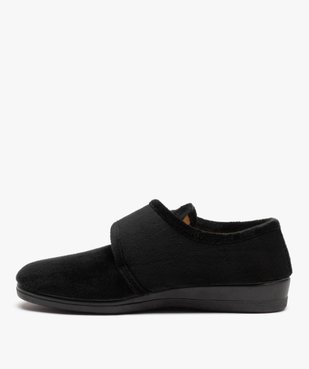 Chaussons femme confort en velours uni et bride scratch vue3 - GEMO(HOMWR FEM) - GEMO