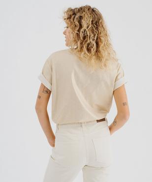 Tee-shirt manches courtes et col rond à paillettes femme vue3 - GEMO 4G FEMME - GEMO