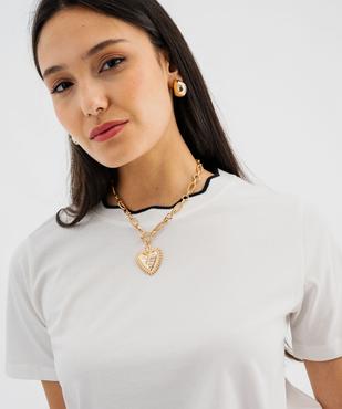 Tee-shirt manches courtes à col fantaisie femme vue2 - GEMO(FEMME PAP) - GEMO