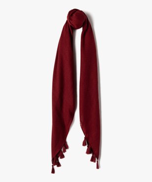Foulard uni avec finitions pompons femme vue1 - GEMO 4G FEMME - GEMO