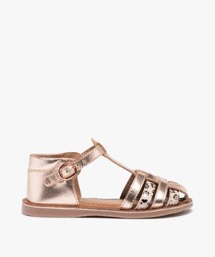 Sandales fille à brides multiples en cuir et bout fermé vue1 - GEMO (ENFANT) - GEMO